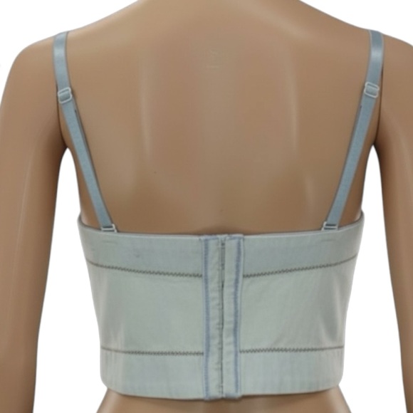 Concert Rhinestone Fringe Denim Bustier Corset Top Sz S - Picture 4 of 10